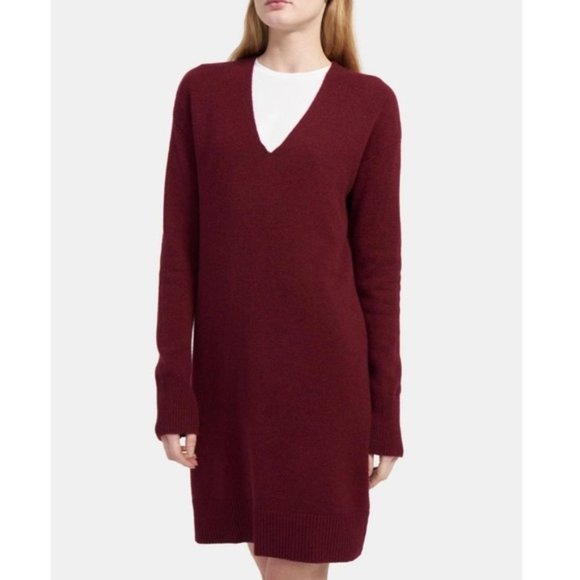 NWT Theory Wool Cashmere V-neck Long Sleeve Sweater Dress XXS $495 - Picture 1 of 6